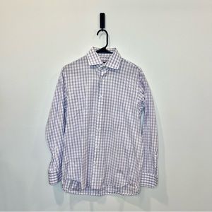 Boss Hugo Boss mens button down purple check dress shirt